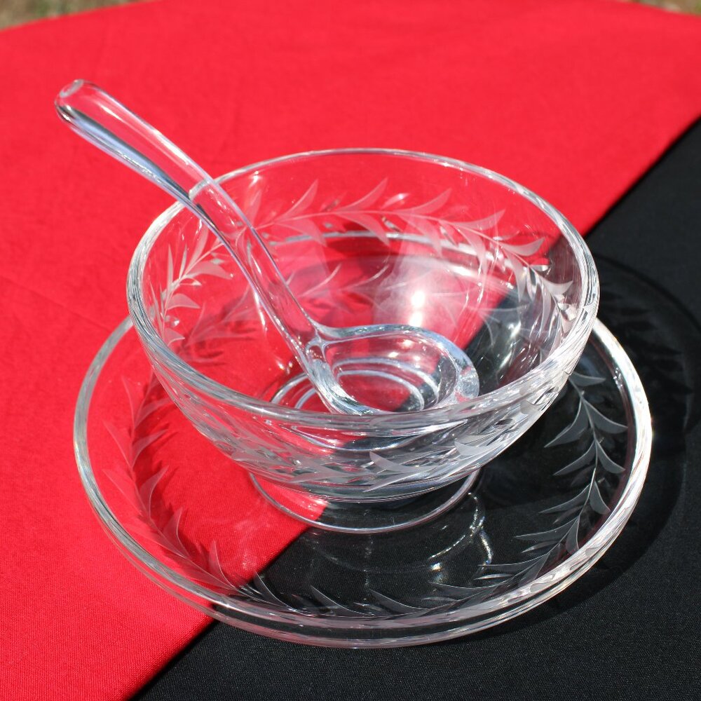 Fostoria Mayonnaise Bowl + Underplate & Spoon